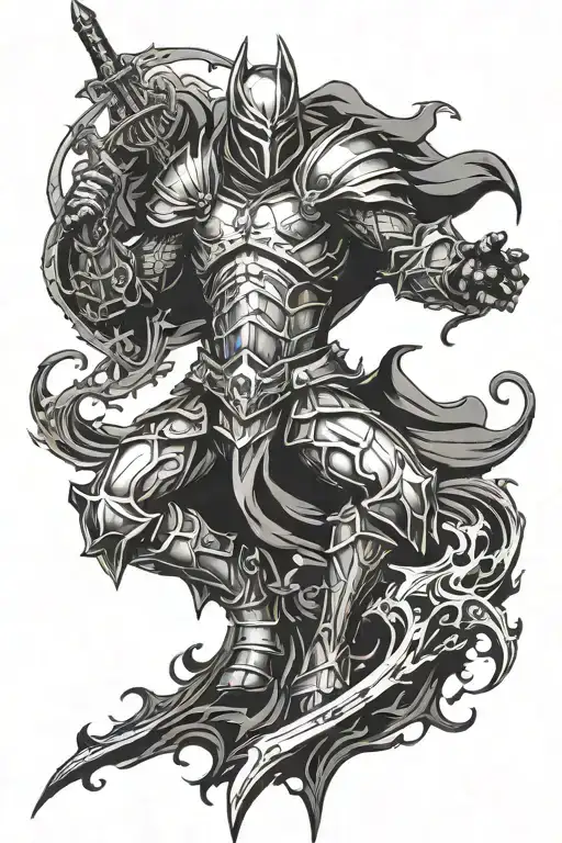 dark fantasy knight evil  tattoo design idea