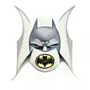  Batman emblem integrated with the letters JIP tattoo design idea