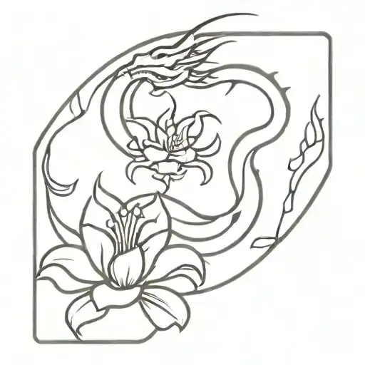 dragon and flowers tribal tattoo design tattoo design idea