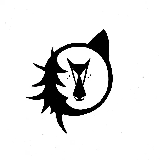 wolf howling at the moon, evil eye, feminine  tattoo design idea