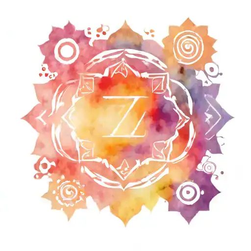 letter 7 chakra symbols tattoo design idea