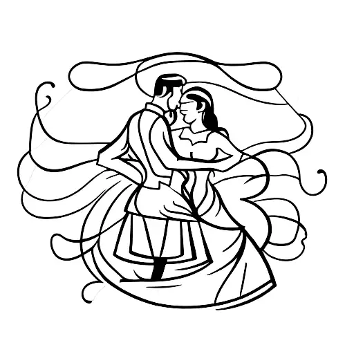 couple slow dancing outline tattoo design idea