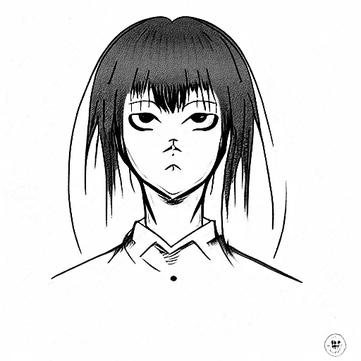 Create a sketch of the character "Soichi" from the manga "Ito Junji" in the stylistic approach of the character "Tomie"  tattoo design idea