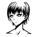 Create a sketch of the character "Soichi" from the manga "Ito Junji" in the stylistic approach of the character "Tomie"  tattoo design idea