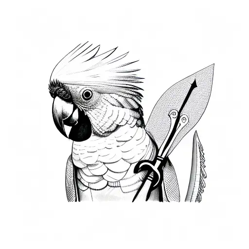 cockatoo with axe in its claws tattoo design idea