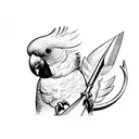 cockatoo with axe in its claws tattoo design idea