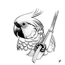 cockatoo with axe in its claws tattoo design idea