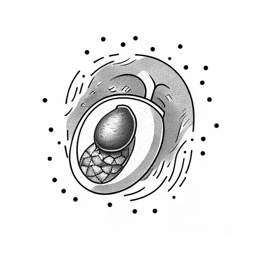 avocado, toast, egg, dancing around a cup of coffee tattoo design idea