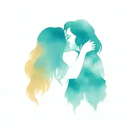woman kissing cavalier king charles spaniel tattoo design idea