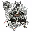 Cyberpunk samurai tattoo design idea