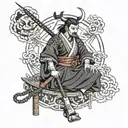 Cyberpunk samurai tattoo design idea