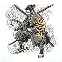 Cyberpunk samurai tattoo design idea