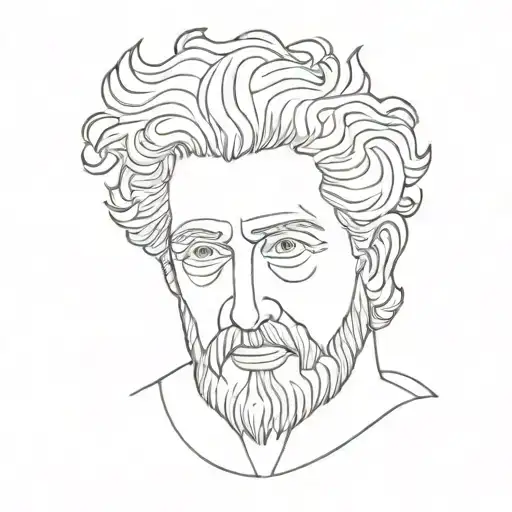 Marcus Aurelius half face outline tattoo design idea