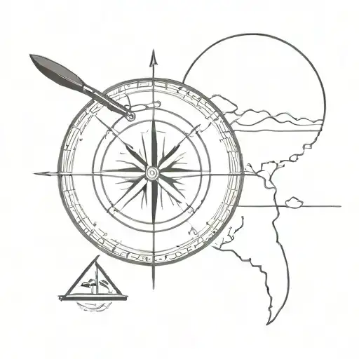 wisconsin, compass and kayak  tattoo design idea