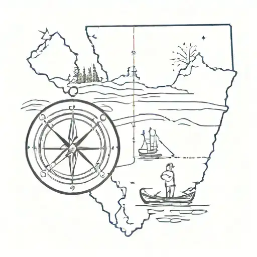 wisconsin, compass and kayak  tattoo design idea