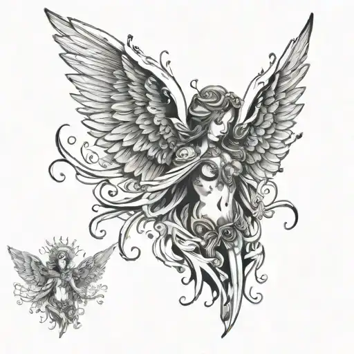 Angel wings spread tattoo design idea