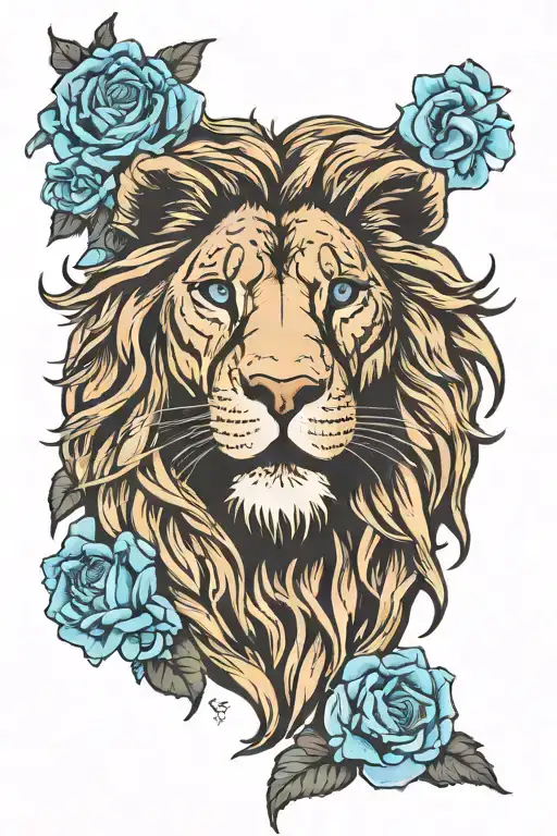 Jesus, Bible verses, fear god, lion blue eyes tattoo design idea