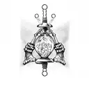 skeleton hand holding hourglass tattoo design idea