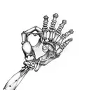 skeleton hand holding hourglass tattoo design idea