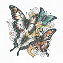 butterflies & hearts tattoo design idea