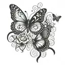 butterflies & hearts tattoo design idea