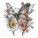 butterflies & hearts tattoo design idea