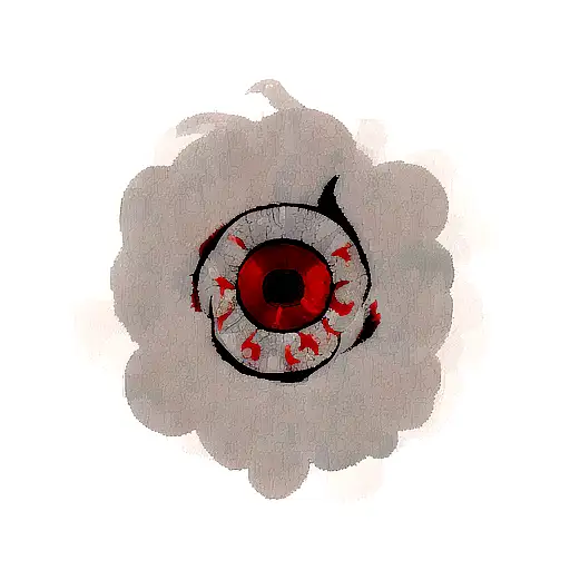 Itachi bleeding eye with akatsuki symbol tattoo design idea