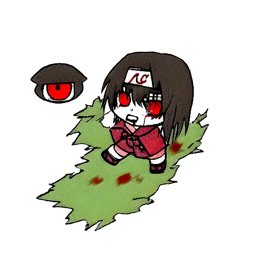 Itachi bleeding eye with akatsuki tattoo design idea