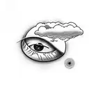 Itachi bleeding eye with akatsuki cloud tattoo design idea