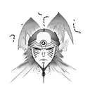 Itachi bleeding eye with akatsuki cloud tattoo design idea