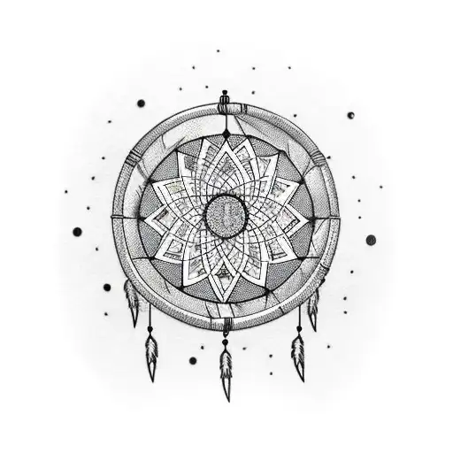 Moon dreamcatcher  arrow mother son tattoo design idea