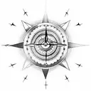 Moon dreamcatcher hourglass compass arrow clock tattoo design idea