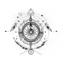 Moon dreamcatcher hourglass compass arrow clock tattoo design idea
