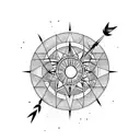 Moon dreamcatcher hourglass compass arrow clock tattoo design idea