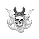 skull and mustache  tattoo design idea