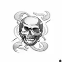 skull and mustache  tattoo design idea