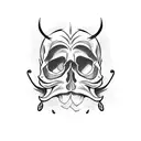 skull and mustache  tattoo design idea