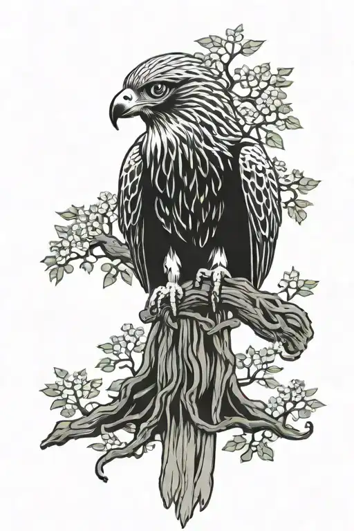 polish falcon celtic tree of life tattoo design idea