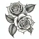 black and white -  rose with a skul tattoo design idea