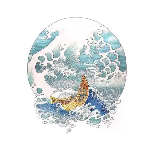 Ryūjin, Traditional, Waves, Ocean tattoo design idea
