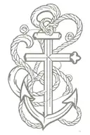 Anchor With heart shaped lock and Cross and the number 63 and 67  tattoo design idea