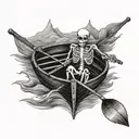 skeleton rowing a boat tattoo design idea