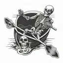 skeleton rowing a boat tattoo design idea