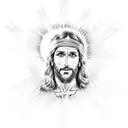 jesus and a cross with light rays coming out of it tattoo design idea