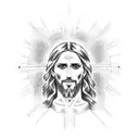 jesus and a cross with light rays coming out of it tattoo design idea