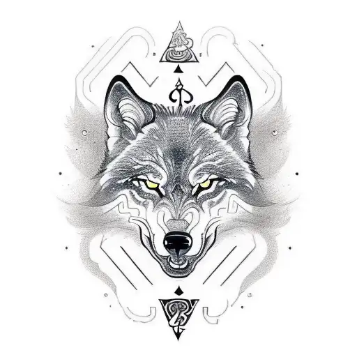The "Ace" tattoo depicts the word in bold, elegant black lettering, complemented by a captivating golden wolf positioned tattoo design idea