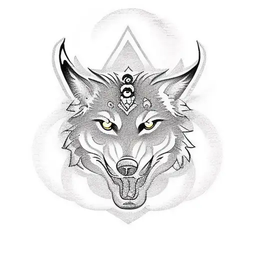 The "Ace" tattoo depicts the word in bold, elegant black lettering, complemented by a captivating golden wolf positioned tattoo design idea