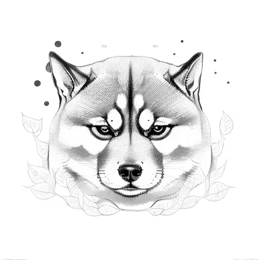 A money tree with Shiba inu leaves tattoo design idea