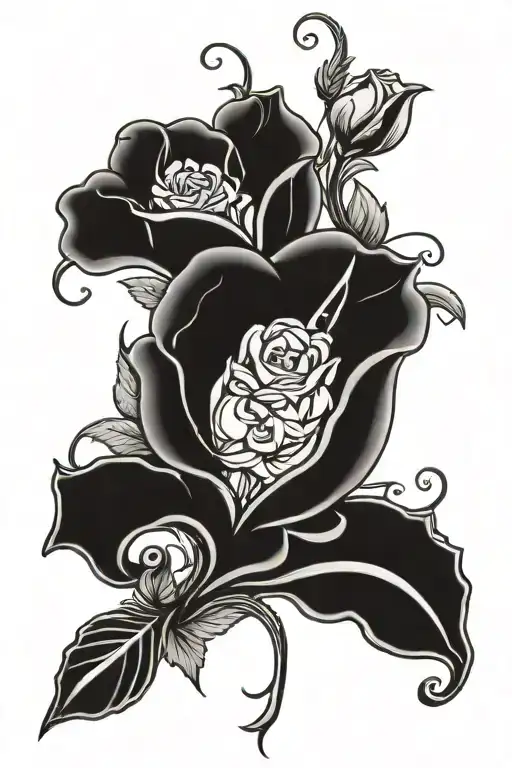 fluer de lis surrounded by roses tattoo design idea