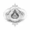 A tattoo of a cloud with rays of light shining through, symbolizing the presence of a loved one tattoo design idea